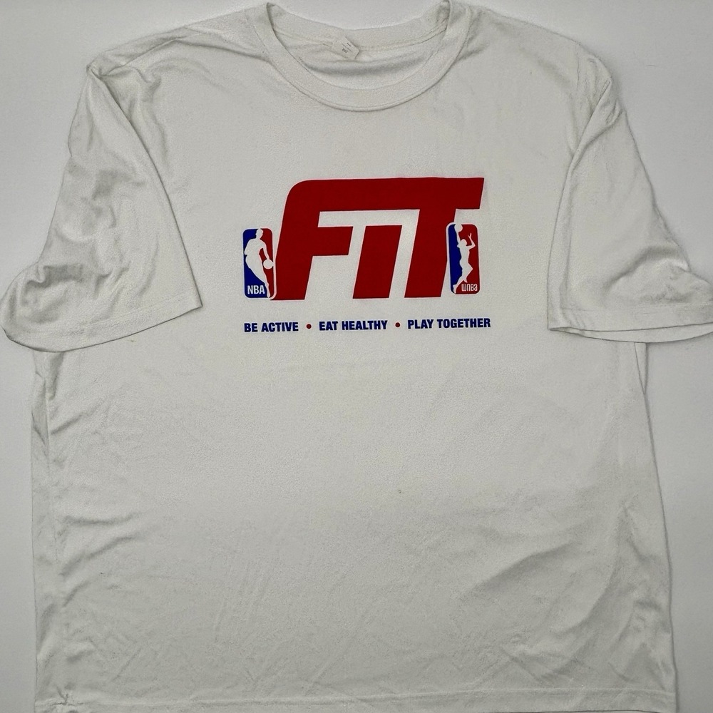 NBA WNBA FIT Shirt‎ 3XL Sport-Tek White Graphic Tee Big & Tall Polyester
